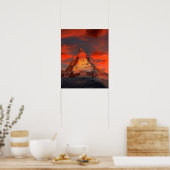Mountain Zwitserland Matterhorn Zermatt Red Sky Poster (Keuken)