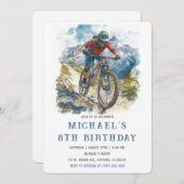 Mountainbike 8e verjaardagsfeest Sjabloon Kaart (Voorkant / Achterkant)