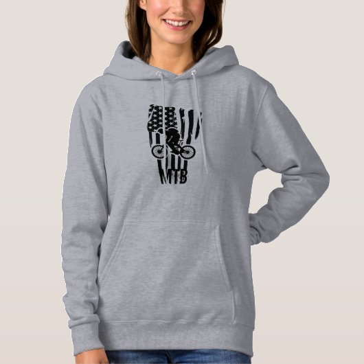 Mountainbike Amerikaanse Vlag Mtb Patriottisch Hoodie (Voorkant)
