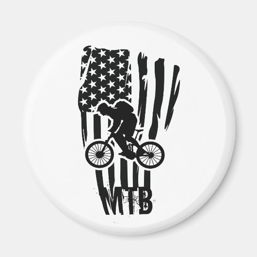 Mountainbike Amerikaanse Vlag Mtb Patriottisch Magneet (Voorkant)