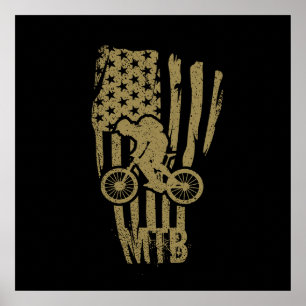Mountainbike Amerikaanse Vlag Mtb Patriottisch Poster