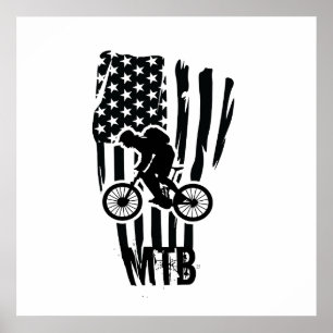 Mountainbike Amerikaanse Vlag Mtb Patriottisch Poster