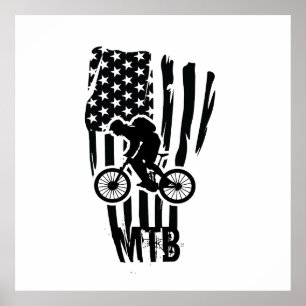 Mountainbike Amerikaanse Vlag Mtb Patriottisch Poster