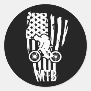Mountainbike Amerikaanse Vlag Mtb Patriottisch Ronde Sticker