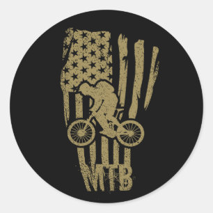 Mountainbike Amerikaanse Vlag Mtb Patriottisch Ronde Sticker