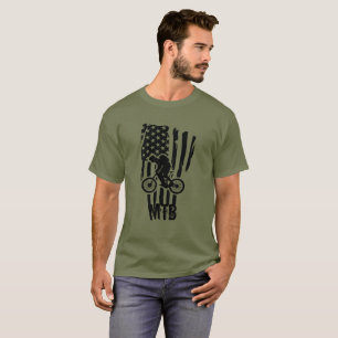 Mountainbike Amerikaanse vlag Mtb Patriottisch T-shirt