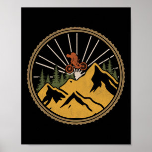 Mountainbike Avonturen Trail Mtb Wielrenner Retro Poster