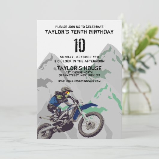 Mountainbike-avontuur aangepast verjaardagsfeestje kaart (Staand voorkant)