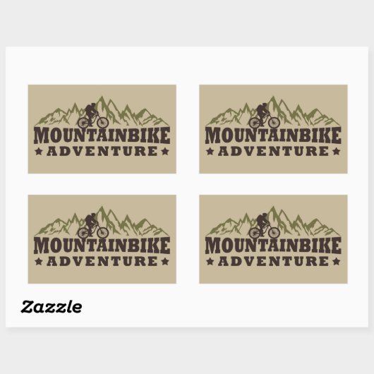 Mountainbike avontuur rechthoekige sticker (Vel)