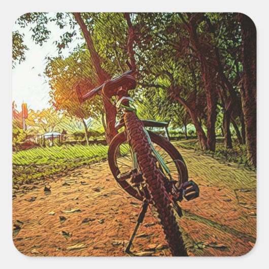 mountainbike-cadeaus vierkante sticker (Voorkant)