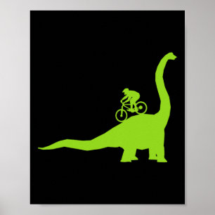 Mountainbike Dinosaurus Mtb Fietser Wielrenner Poster