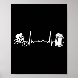 Mountainbike downhill - Hartslag Ekg Fiets Poster