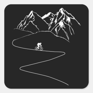 mountainbike Downhill MTB Bike Cyclist Vierkante Sticker