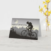 Mountainbike en Volle Maan Happy Vaderdag Kaart (Gele Bloem)