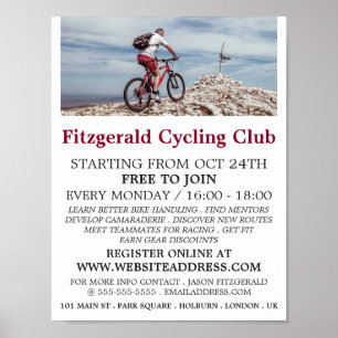 Mountainbike, Fietsclub Adverteren Poster