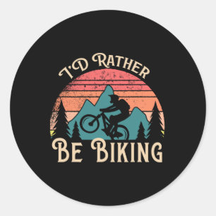 Mountainbike fietsen Ik ging liever fietsen Ronde Sticker