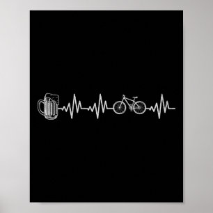 Mountainbike Hartslag Fietsen Bicycle En Bier C Poster