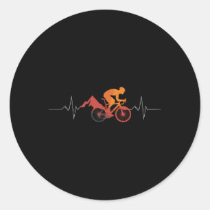 Mountainbike Hartslag Grappige Fiets _1  Ronde Sticker