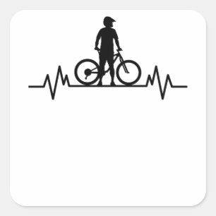 Mountainbike Heartbeat Mountain Bike Cycling Gift Vierkante Sticker