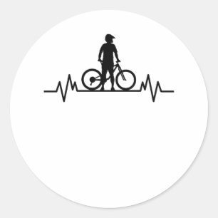Mountainbike Heartbeat Mountainbike Fietsgeschenk Ronde Sticker