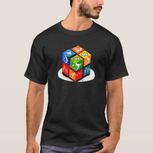 Mountainbike Kleurrijke Kubus Bergen MTB T-shirt