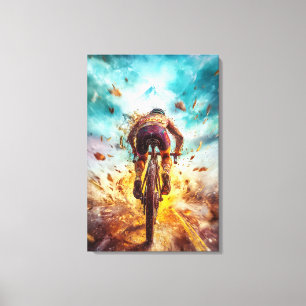 Mountainbike-legende - Dynamische sportkunst Canvas Afdruk