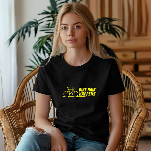 Mountainbike meisje ironie geel zwart Tri-Blend shirt