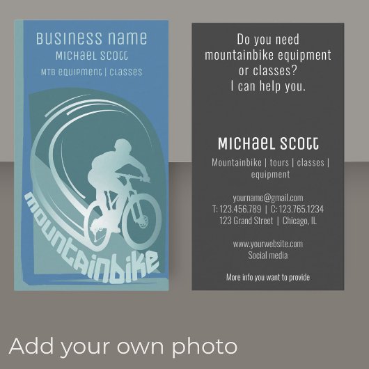 Mountainbike mtb bedrijf visitekaartje