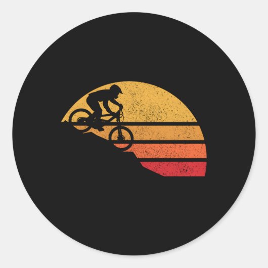 mountainbike Mtb Downhill Biking Biker Ronde Sticker (Voorkant)