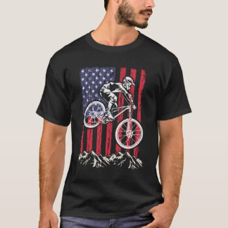 Mountainbike MTB Downhill Fietsen Amerikaanse vlag T-shirt