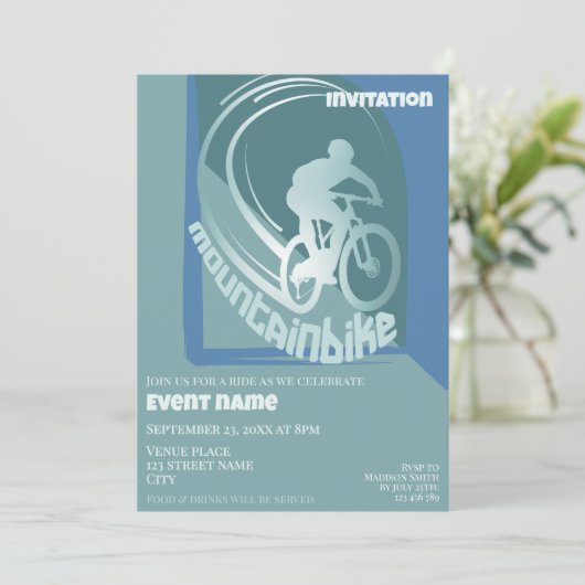 Mountainbike MTB evenement viering Uitnodiging (Staand voorkant)