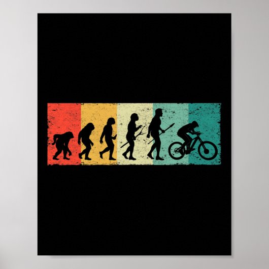 Mountainbike MTB-fietsers Evolutie Dow Poster (Voorkant)