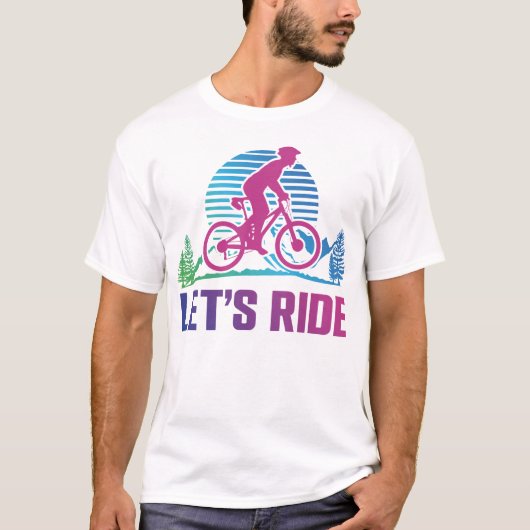 Mountainbike MTB Let's Ride Retro 80s 90s T-shirt (Voorkant)