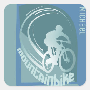 Mountainbike mtb Mountainbiker accessoire cadeau Vierkante Sticker