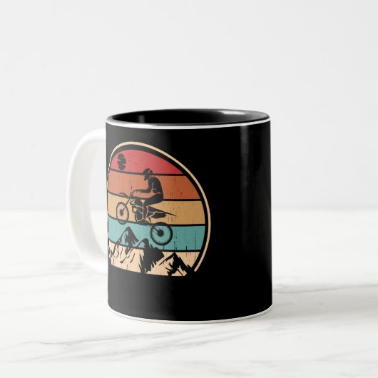 mountainbike  MTB neerwaartse fietsen fietsen in d Tweekleurige Koffiemok (Voorkant links)