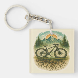 Mountainbike Natuur Avonturen Kunst Sleutelhanger