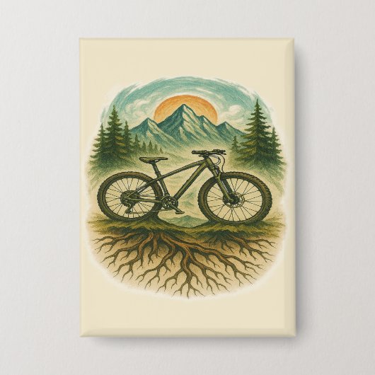 Mountainbike Natuur Avontuur Kunst Button (Voorkant)