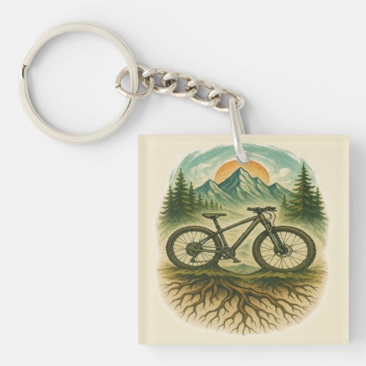 Mountainbike Natuur Avontuur Kunst Sleutelhanger (voorkant)