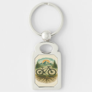 Mountainbike Natuur Avontuur Kunst Sleutelhanger