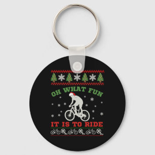 Mountainbike rijder, Oh wat leuk Kerstmis lelijke  Sleutelhanger