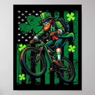 Mountainbike rijder St. Patrick's Day Iers-Amerika Poster
