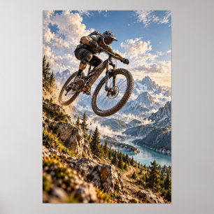 Mountainbike Sprong Alpien Landschap Avontuur Spor Poster