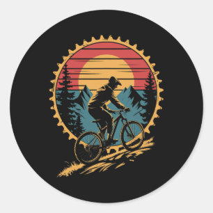 Mountainbike T-shirt voor mannen vrouwen grappig v Ronde Sticker