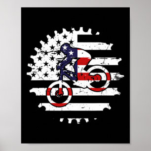 Mountainbike Usa Vlag Mtb Downhill Fietsen Voor Vr Poster