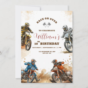 Mountainbike Verjaardag Dirt Bike Race Thema Kinde Kaart