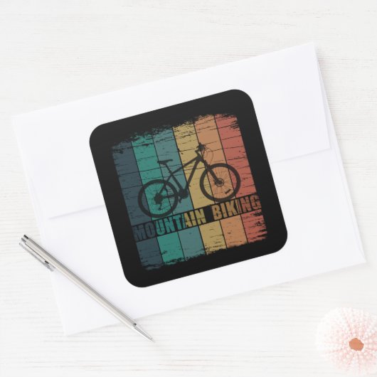 Mountainbike Vierkante Sticker (Envelop)