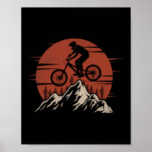 Mountainbike Zonsondergang Sprong Trail Rijder Ext Poster