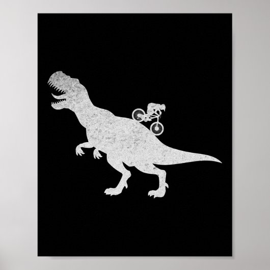 Mountainbiken Afdalend Fiets Wielrenner T-rex Fiet Poster (Voorkant)