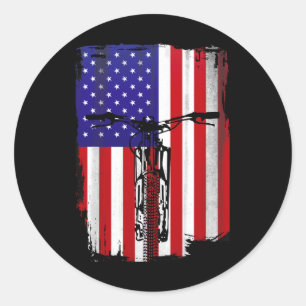 Mountainbiken Amerikaanse Vlag Fietsen Usa Vlag Mo Ronde Sticker