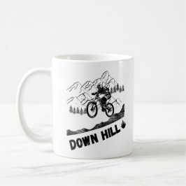 Mountainbiken bergafwaarts koffiemok